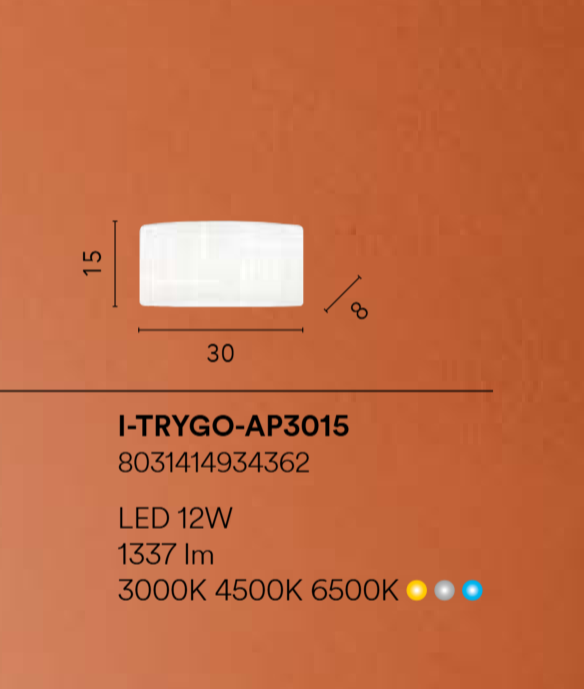 Applique LED CCT con diffusore con decoro di linee ed angoli trigonometrici 12W 1337LM TRYGO Applique LED CCT con diffusore con decoro di linee ed angoli trigonometrici 12W 1337LM TRYGO